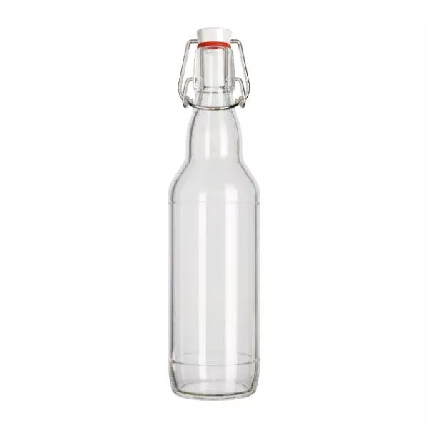 Бутылка бугельная с пробкой, бесцветное стекло 1 л